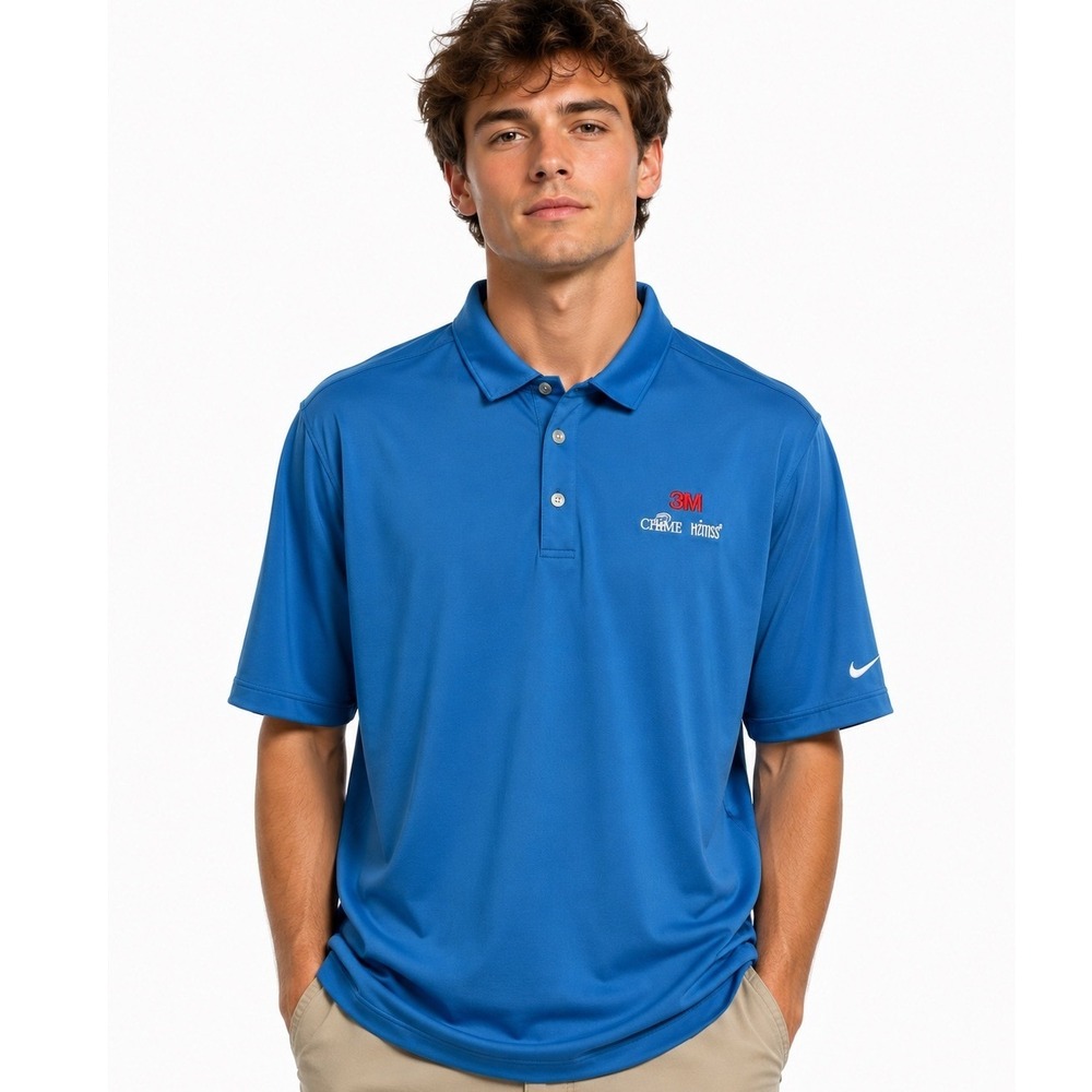 Nike Golf Dri-FIT Polo Shirt Large Blue 3M Chime HIMSS Logo Performance New NWT